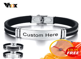 Foto van Sieraden vnox 12mm customize men s bracelet black grooved silicone mesh stainless steel insert bangl