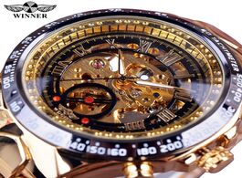 Foto van Horloge winner mechanical sport design bezel golden watch mens watches top brand luxury montre homme