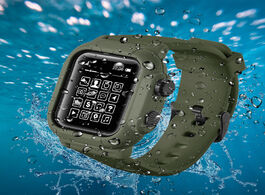 Foto van Horloge ip68 waterproof silicone case cover with sport band strap for iwatch apple watch series 6 5 