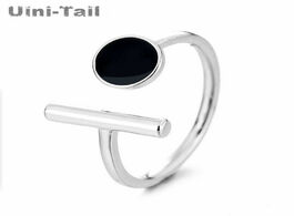 Foto van Sieraden uini tai hot new 925 sterling silver black round geometric opening adjustable ring fashion 