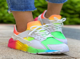 Foto van Schoenen siddons rainbow color women s sneakers casual tennis shoes round toe lace up running sports