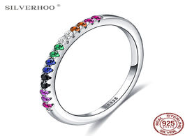 Foto van Sieraden silverhoo ring rainbow color finger rings for women stackable match wedding sterling silver