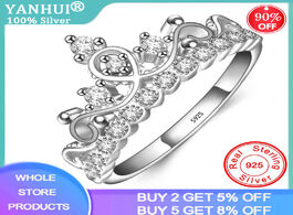 Foto van Sieraden yanhui original 100 925 sterling silver ring enchanted crown open rings fashion clear shine