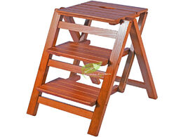 Foto van Meubels durable household multi function step ladder stool foldable solid wood three indoor climbing