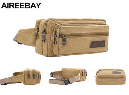 Foto van Tassen aireebay 4 zipper pocket men waist bag casual durable pack belt canvas multifunction traval o
