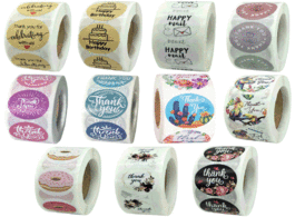 Foto van Huis inrichting thank you happy email birthday sticker 1 inch flower seal label 500 pieces roll