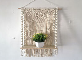 Foto van Huis inrichting 40x15cm bohemian wooden handmade macrame wall hanging rope shelf floating plant rack