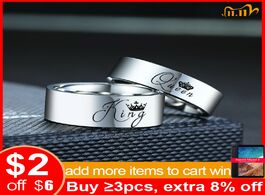 Foto van Sieraden vnox crown king queen wedding rings for couple plain glossy stainless steel bands women men