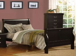 Foto van Meubels modern bedroom furniture set with wooden bed twin in black