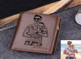 Foto van Tassen men s personalized engraved photo wallet short pu leather customized picture engraving text f