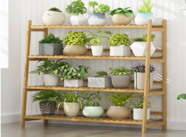 Foto van Meubels 3 layers solid wood shelf flower stand balcony decoration storage rack indoor plant living r