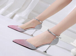 Foto van Schoenen 2020 fashion sexy high heels shining women pumps buckle thin heel party dress shoes gradien
