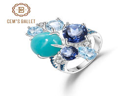 Foto van Sieraden gem s ballet 925 sterling silver candy geometric rings natural amazonite sky blue topaz qua