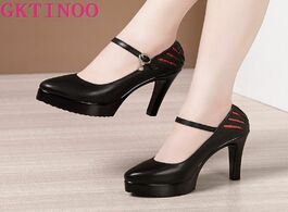 Foto van Schoenen gktinoo 2020 new women pumps black high heels 11cm lady patent leather thick with autumn po