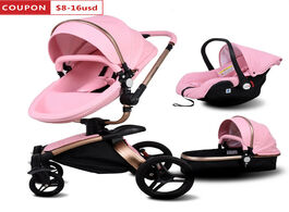 Foto van Baby peuter benodigdheden babyfond luxury stroller 3 in 1 fashion carriage eu pram folding car free 