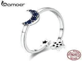 Foto van Sieraden bamoer real 925 sterling silver sparkling blue moon star clear cz finger rings for women we