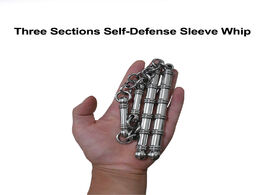 Foto van Beveiliging en bescherming 56cm pocket solid stainless steel three sections whip cuff combat carry b