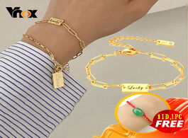 Foto van Sieraden vnox elegant customized name initial women bracelet gold tone solid stainless steel lara re