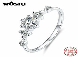 Foto van Sieraden wostu 100 real 925 sterling silver bright zircon wedding ring for women delicate engagement