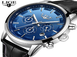 Foto van Horloge lige 2020 new mens watches top brand luxury leather casual quartz watch men sport waterproof