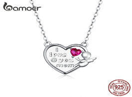 Foto van Sieraden bamoer mother love 925 sterling silver angel with heart shape chain necklace for women s da