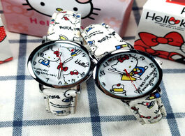 Foto van Horloge hello kitty white girl watch kids leather strap quartz children girls boys wristwatch reloj 