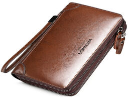 Foto van Tassen high quality leather man s card holder wallet coin purse long phone men clutch bag large capa