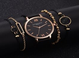 Foto van Horloge hot sales woman watch set 5 pcs quartz leather female wristwatches simple roman ladies watch