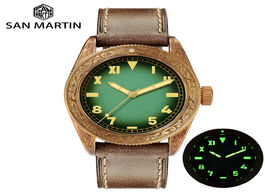 Foto van Horloge san martin retro bronze watch engraving traditional pattern mechanical watches unisex lumino