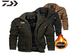 Foto van Sport en spel fishing jacket men winter clothes hooded multi pocket warm thicken solid shirts s outd