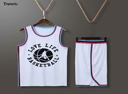 Foto van Sport en spel youth basketball jersey for kids custom adult uniforms kit training jerseys shirts wit