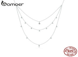 Foto van Sieraden bamoer little daisy adjustable necklace for women 925 sterling silver cz three layer 2020 n