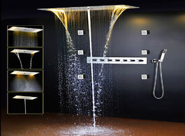 Foto van Woning en bouw bathroom shower set led ceiling head rainfall waterfall faucet hot and cold water mix