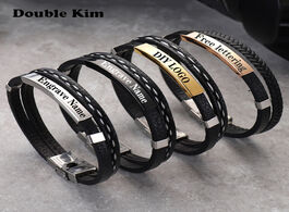 Foto van Sieraden customized men engrave braided leather bracelet for women customizable engraving stainless 