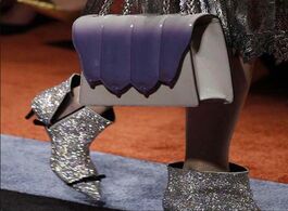 Foto van Schoenen 2020 new winter designer women silver flock short boots 6cm pencil high heels diamond bow a