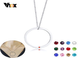 Foto van Sieraden vnox personalized birthstone necklaces for women anti allergy stainless steel circle pendan