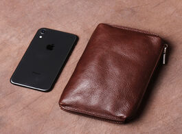 Foto van Tassen vintage men clutch bags genuine leather casual long wallet brown credit card holder small pho