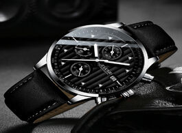 Foto van Horloge belushi fashion leather men watches chronograph sport quartz watch business waterproof lumin