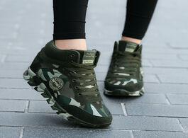 Foto van Schoenen fashion camouflage sneakers women hide heel canvas casual shoes woman platform wedge plus s