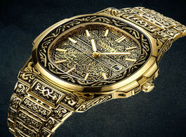 Foto van Horloge fashion quartz watch men brand onola luxury retro golden stainless steel gold mens reloj hom