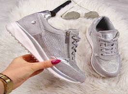 Foto van Schoenen women shoes gold sneakers zipper platform trainers casual lace up tenis feminino zapatos de