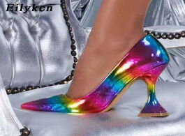 Foto van Schoenen eilyken 2020 new spring autumn rainbow color women pumps cup heeled pointed toe high heels 
