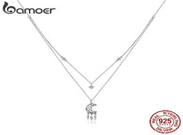Foto van Sieraden bamoer 925 sterling silver clear cz moon dreamcatcher pendant necklace for women family gif