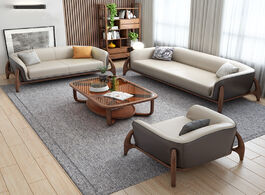Foto van Meubels nordic sofa 123 combination simple modern set living room furniture leather sectional couch