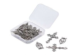 Foto van Sieraden 10 sets rosary cross and center for bead necklace making alloy crucifix pendants virgin lin
