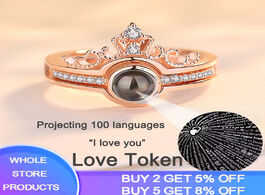 Foto van Sieraden rose gold silver 100 languages i love you projection ring romantic memory engagement weddin