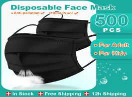Foto van Schoonheid gezondheid black disposable medical mask adult kids non woven 3 layers filter anti dust b