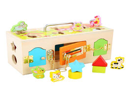 Foto van Speelgoed kids baby wooden educational toys puzzle montessori lock box early learning