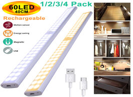 Foto van Lampen verlichting 40cm 60leds usb rechargeable pir motion sensor 2 row led cabinet closet light por