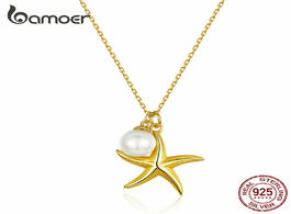 Foto van Sieraden bamoer summer holiday starfish with pearl pendant necklace for women genuine 925 sterling s